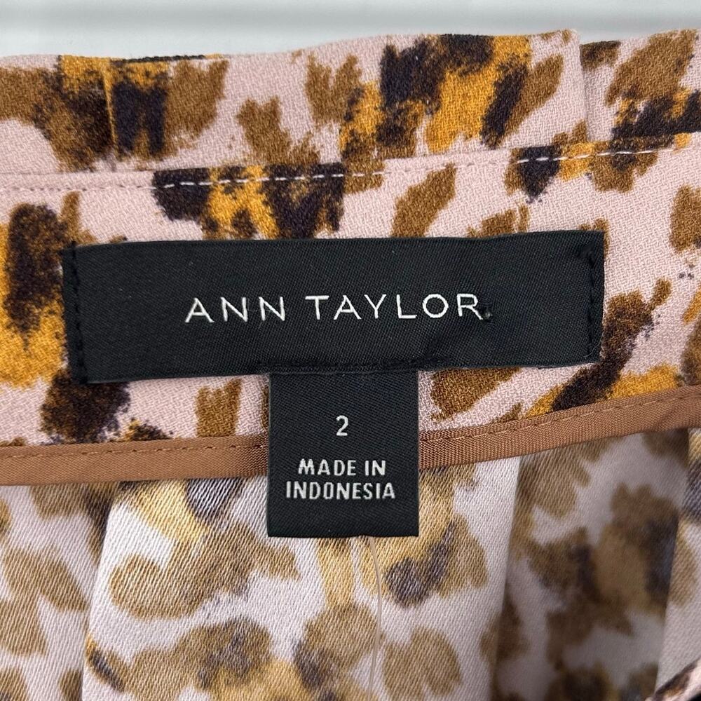 NWT Ann Taylor Leopard Print Pleated Maxi Skirt Size 2 Pink Brown Brushstroke - Picture 7 of 12
